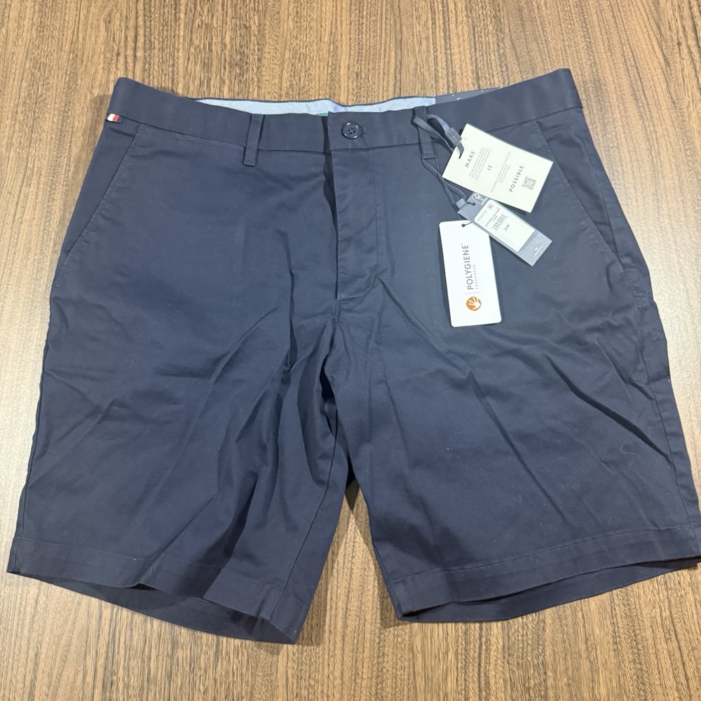 NWT Tommy Hilfiger THFLEX 1985 Brooklyn Short Navy Blue Regular Fit Cotton 36W